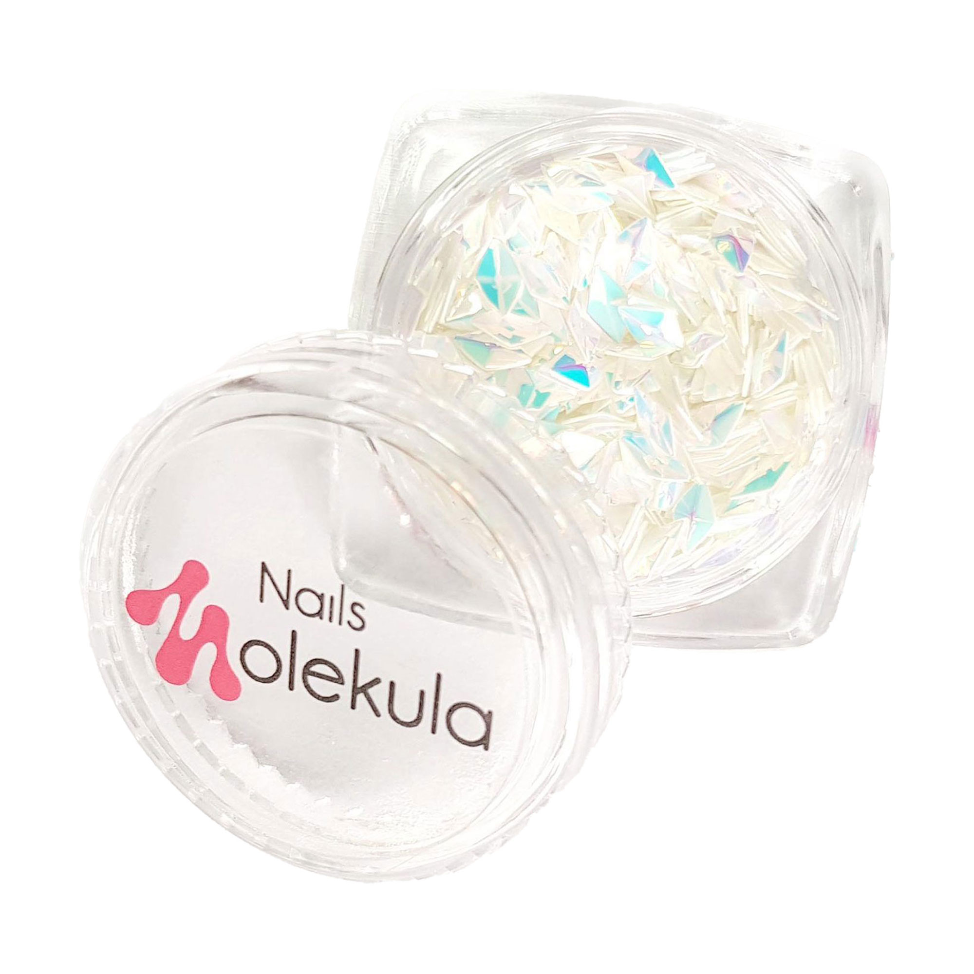 Декор для нігтів Nails Molekula Professional Луска дракона, ромби, білий голографік, 1.5 г (ML1109)